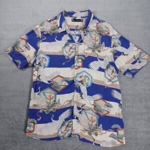 All Saints Blue and White Casual Button Down Shirt